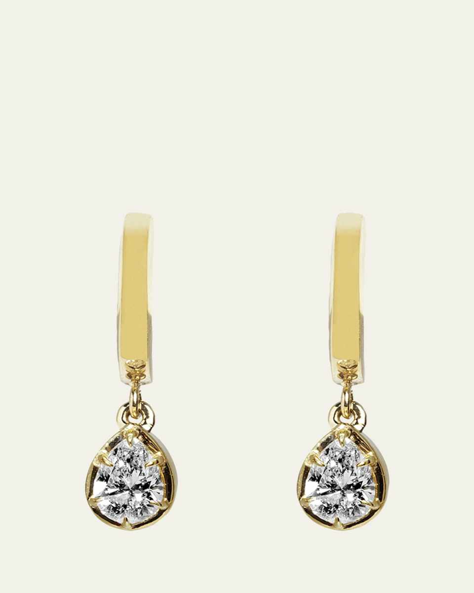 Pear Solar Drop Huggie Earrings with Lab-Grown Diamonds